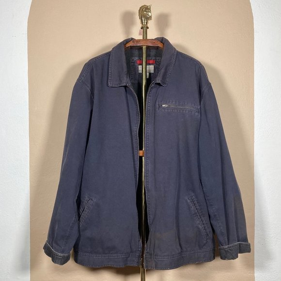 Grey Canvas Fleecelined Zip Up Jacket 